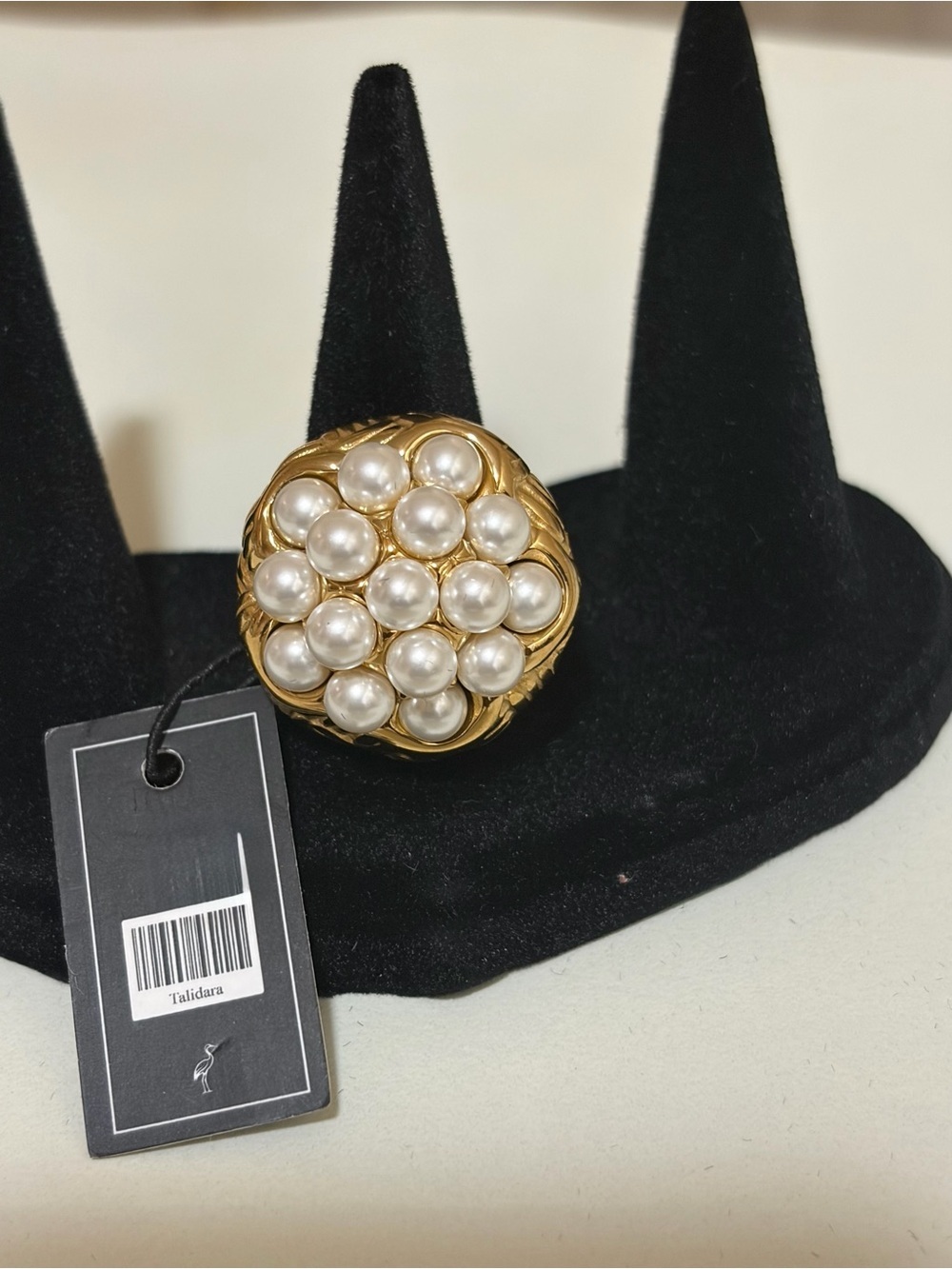 Talidara Gold Pearl Cluster Statement Ring - Women Jewelry